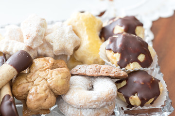 Christmas cookies on dinner table during celebration