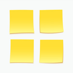Yellow stick note. Set of four vector sticky notes