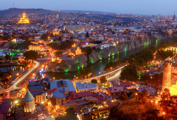 Tbilisi. View of the city at night.