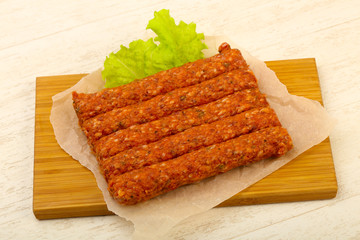 Raw beef sausages
