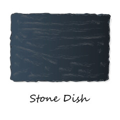 Dark Grey Black Slate Board for Dishes on White Background