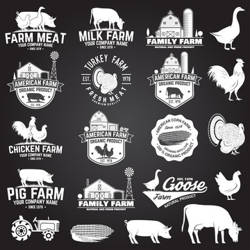 American Farm Badge Or Label. Vector Illustration.