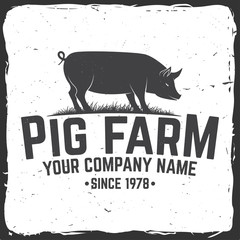 Pig Farm Badge or Label. Vector illustration.