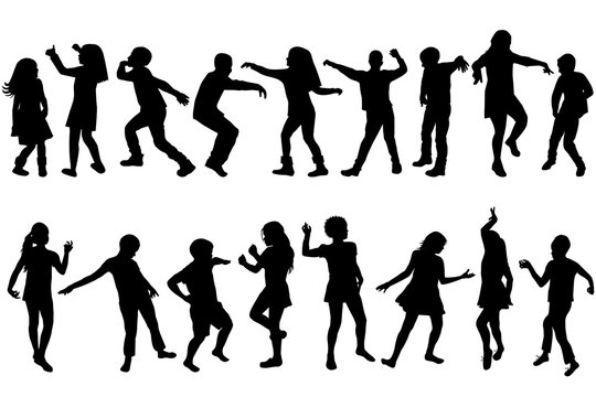 Silhouettes of children dancing
