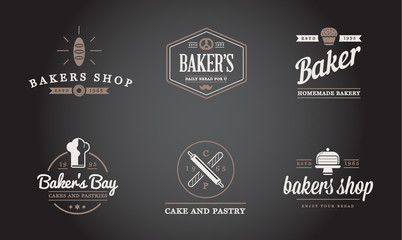 Fototapeta na wymiar Set of Raster Bakery Pastry Elements and Bread Icons Illustration can be used as Logo or Icon in premium quality