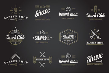 Set of Raster Barber Shop Elements and Shave Shop Icons Illustration can be used as Logo or Icon in premium quality