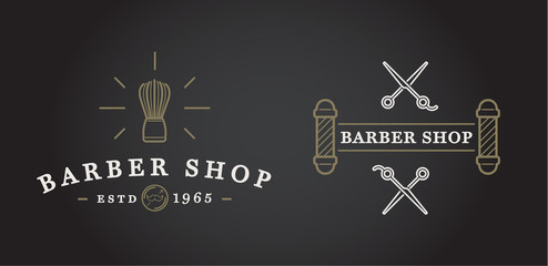 Fototapeta na wymiar Set of Raster Barber Shop Elements and Shave Shop Icons Illustration can be used as Logo or Icon in premium quality