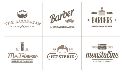 Set of Raster Barber Shop Elements and Shave Shop Icons Illustration can be used as Logo or Icon in premium quality