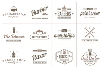 Set of Raster Barber Shop Elements and Shave Shop Icons Illustration can be used as Logo or Icon in premium quality