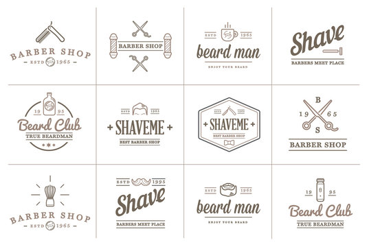 Set of Raster Barber Shop Elements and Shave Shop Icons Illustration can be used as Logo or Icon in premium quality