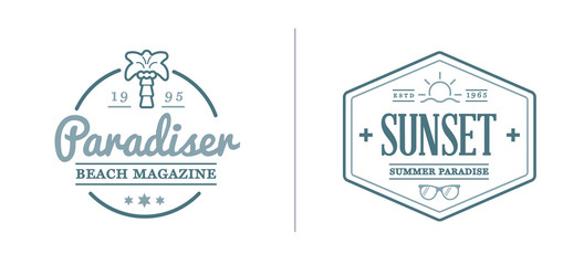 Obraz premium Set of Raster Beach Sea Bar Elements and Summer can be used as Logo or Icon in premium quality