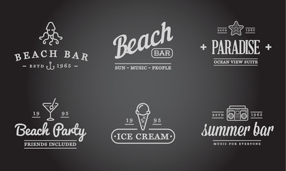 Set of Raster Beach Sea Bar Elements and Summer can be used as Logo or Icon in premium quality