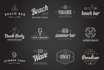 Set of Raster Beach Sea Bar Elements and Summer can be used as Logo or Icon in premium quality