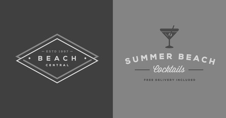 Set of Raster Beach Sea Bar Elements and Summer can be used as Logo or Icon in premium quality
