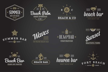 Set of Raster Beach Sea Bar Elements and Summer can be used as Logo or Icon in premium quality