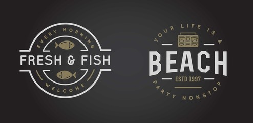 Set of Raster Beach Sea Bar Elements and Summer can be used as Logo or Icon in premium quality