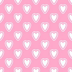 Cute seamless vector pattern with hearts in circles