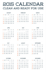 2015 Clean Calendar Template Mockup Brochure Business Simple and Ready for Use in Raster