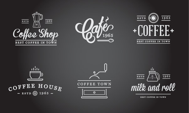 Set of Raster Coffee Elements and Coffee Accessories Illustration can be used as Logo or Icon in premium quality
