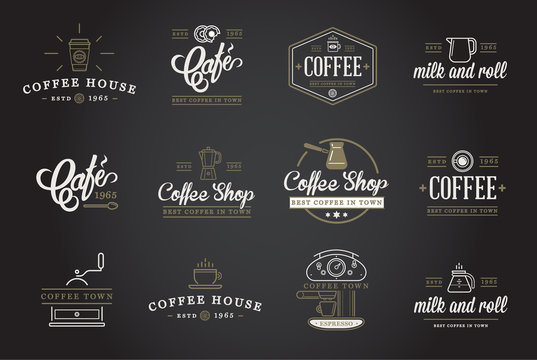 Set of Raster Coffee Elements and Coffee Accessories Illustration can be used as Logo or Icon in premium quality
