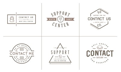 Set of Contact us Service Elements and Assistance Support can be used as Logo or Icon in premium quality