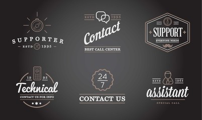 Set of Contact us Service Elements and Assistance Support can be used as Logo or Icon in premium quality