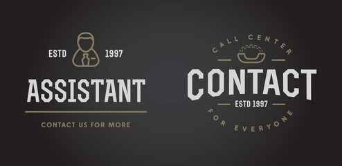 Set of Contact us Service Elements and Assistance Support can be used as Logo or Icon in premium quality