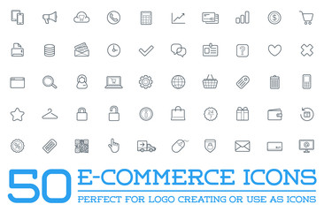 Fototapeta na wymiar Set of Raster E-Commerce Icons Shopping and Online can be used as Logo or Icon in premium quality