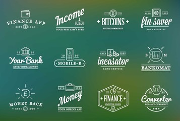 Set of Raster Finance Elements and Money Business as Illustration can be used as Logo or Icon in premium quality