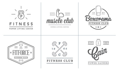 Set of Raster Fitness Aerobics Gym Elements and Fitness Icons Illustration can be used as Logo or Icon in premium quality