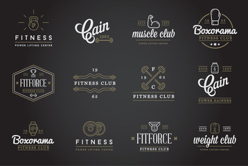 Fototapeta na wymiar Set of Raster Fitness Aerobics Gym Elements and Fitness Icons Illustration can be used as Logo or Icon in premium quality
