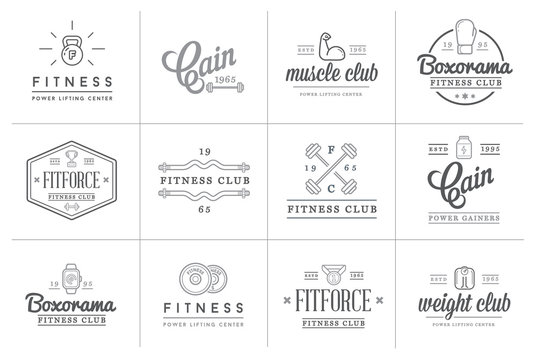Set of Raster Fitness Aerobics Gym Elements and Fitness Icons Illustration can be used as Logo or Icon in premium quality