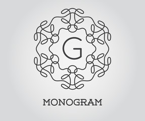 Monogram Design Template with Letter Raster Illustration Premium Elegant Quality