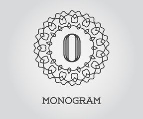 Monogram Design Template with Letter Raster Illustration Premium Elegant Quality