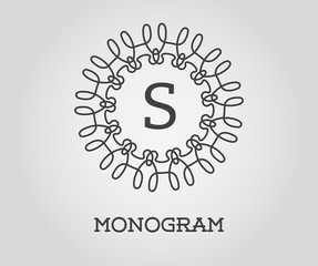 Monogram Design Template with Letter Raster Illustration Premium Elegant Quality