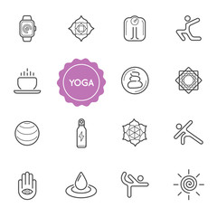 Set of Yoga Raster Illustration Elements can be used as Logo or Icon in premium quality