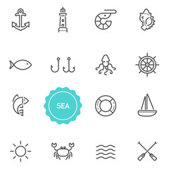 Set of Sea Food Raster Illustration Elements can be used as Logo or Icon in premium quality