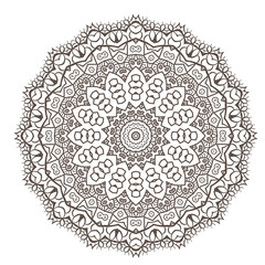 Ethnic Fractal Mandala Raster Meditation looks like Snowflake or Maya Aztec Pattern or Flower too Isolated on White