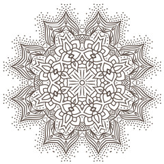 Ethnic Fractal Mandala Raster Meditation looks like Snowflake or Maya Aztec Pattern or Flower too Isolated on White