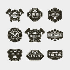 set of vintage carpentry logos. vector illustration