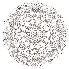 Fototapeta premium Ethnic Fractal Mandala Raster Meditation looks like Snowflake or Maya Aztec Pattern or Flower too Isolated on White