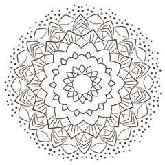 Ethnic Fractal Mandala Raster Meditation looks like Snowflake or Maya Aztec Pattern or Flower too Isolated on White