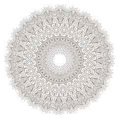 Ethnic Fractal Mandala Raster Meditation looks like Snowflake or Maya Aztec Pattern or Flower too Isolated on White