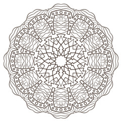 Fototapeta premium Ethnic Fractal Mandala Raster Meditation looks like Snowflake or Maya Aztec Pattern or Flower too Isolated on White