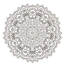 Ethnic Fractal Mandala Raster Meditation looks like Snowflake or Maya Aztec Pattern or Flower too Isolated on White
