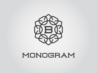 Compact Monogram Design Template with Letter Raster Illustration Premium Elegant Quality
