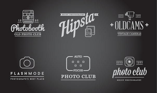 Set of Raster Photo Camera Photography Elements and Video Camera Icons Illustration can be used as Logo or Icon in premium quality