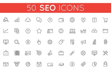 Set of Raster SEO Search Engine Optimisation Elements and Icons Illustration can be used as Logo or Icon in premium quality