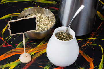 yerba mate and board with copy space