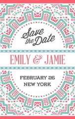 Raster Design Awesome Wedding Invitation Template with Mandala or Doodles Theme. Ideal for Save The Date, Christmas Eve, Mothers Day, Valentines Day, Birthday cards, Invitations or Baby Shower